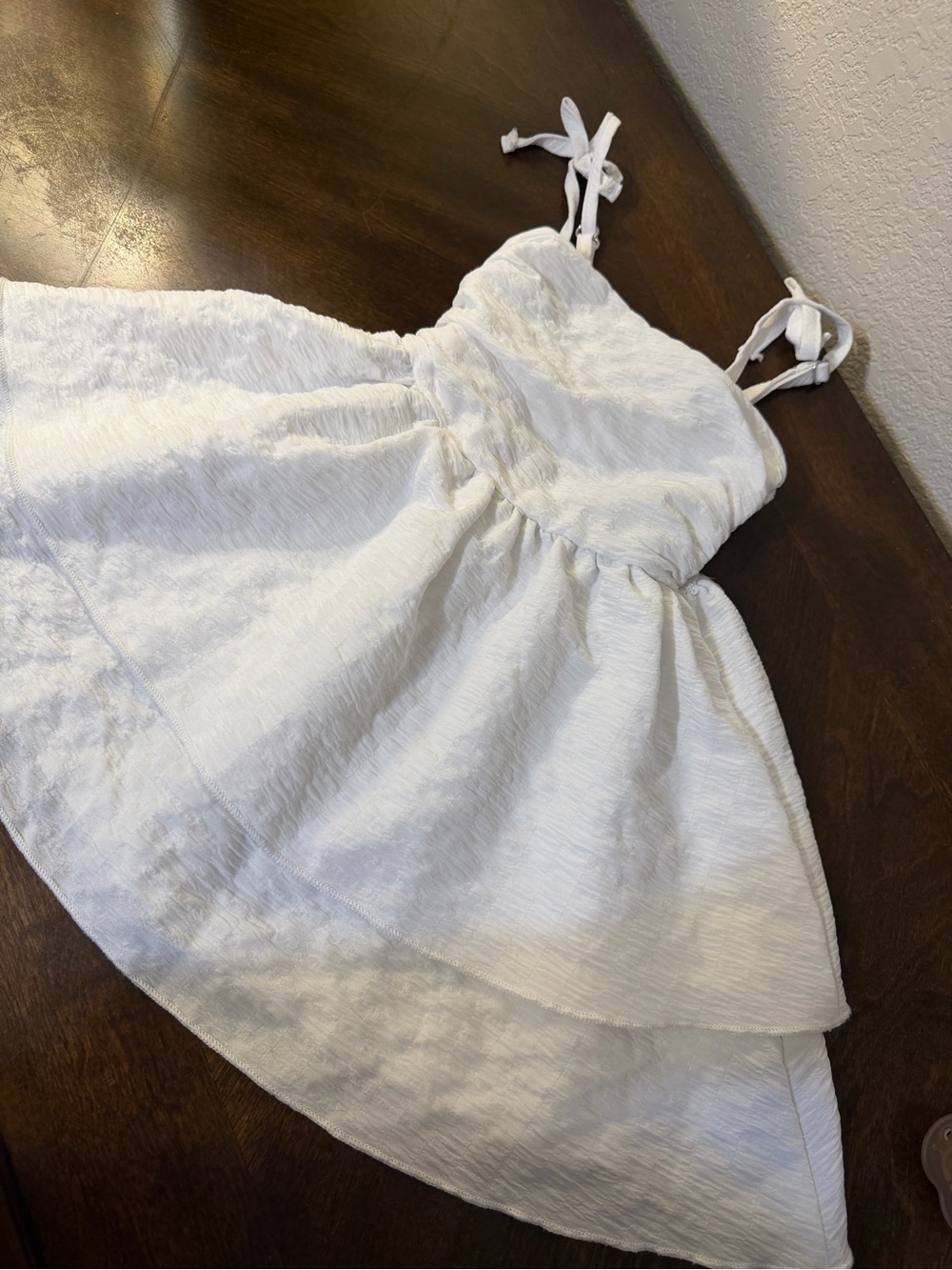 SHEIN White Textured Tie-Strap Sundress for Girls